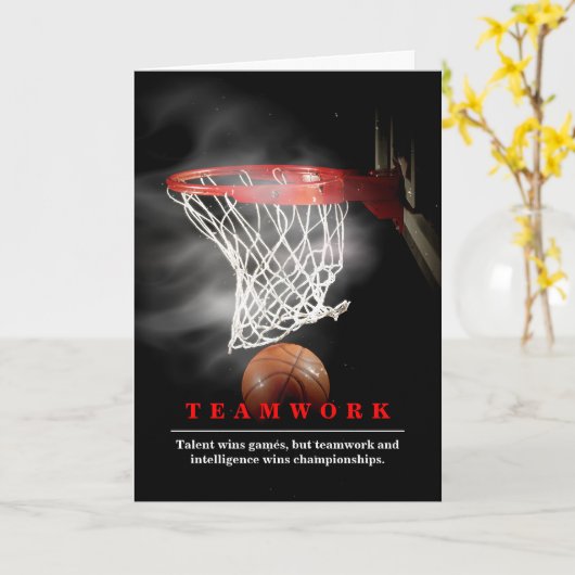 Teamwork Basketball Motivational Inspirational Kaart (Gele Bloem)