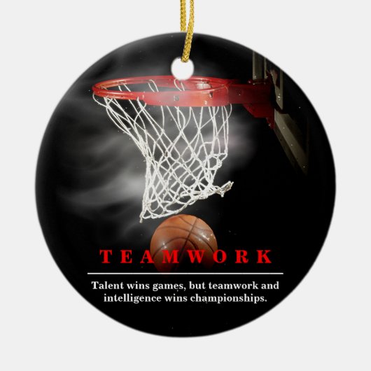 Teamwork Basketball Motivational Inspirational Keramisch Ornament (Voorkant)