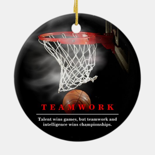Teamwork Basketball Motivational Inspirational Keramisch Ornament (Achterkant)