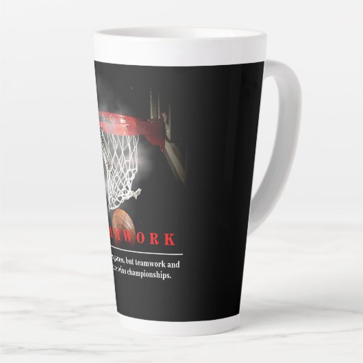 Teamwork Basketball Motivational Inspirational Latte Mok (Rechterhoek)