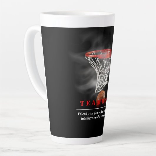 Teamwork Basketball Motivational Inspirational Latte Mok (Linkerhoek)