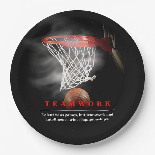 Teamwork Basketball Motivational Inspirational Papieren Bordje (Voorkant)