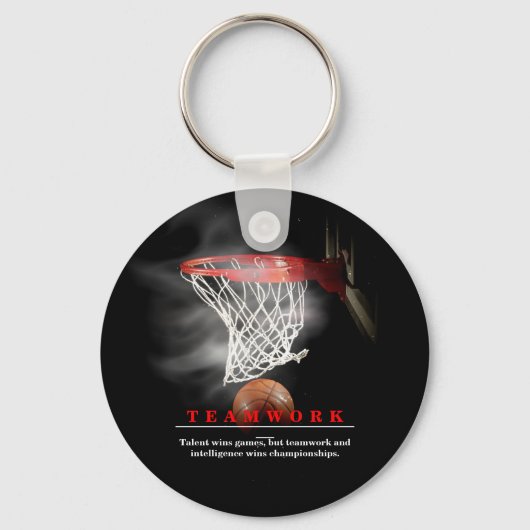 Teamwork Basketball Motivational Inspirational Sleutelhanger (Voorkant)