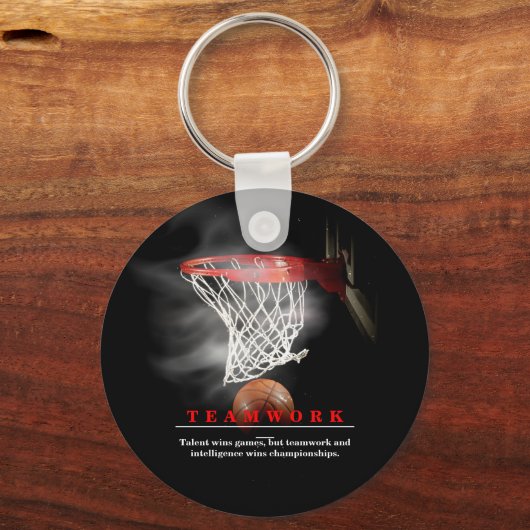 Teamwork Basketball Motivational Inspirational Sleutelhanger (Achterkant)