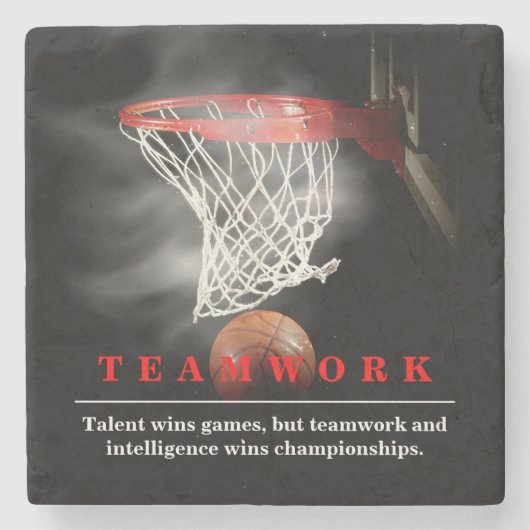 Teamwork Basketball Motivational Inspirational Stenen Onderzetter (Voorkant)