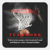 Teamwork Basketball Motivational Inspirational Vierkante Sticker (Voorkant)