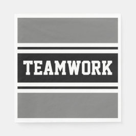 TEAMWORK Bold Grey Zwart Wit Racing Stripes Servet
