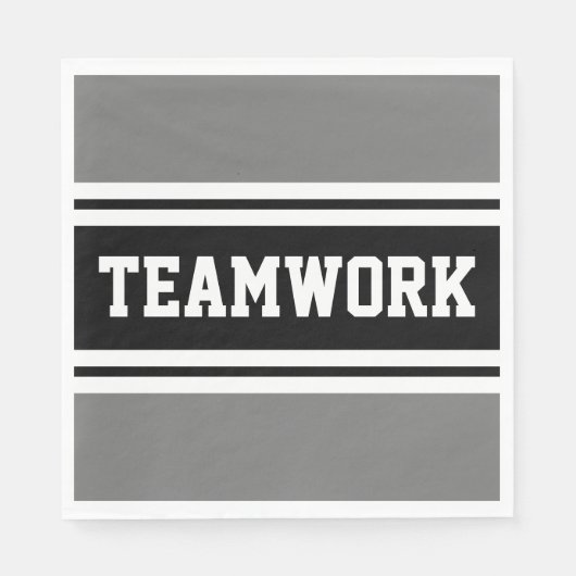 TEAMWORK Bold Grey Zwart Wit Racing Stripes Servet (Voorkant)