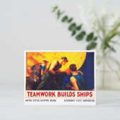 Teamwork bouwt schepen briefkaart (Staand voorkant)