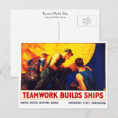 Teamwork bouwt schepen briefkaart (Voorkant / Achterkant)