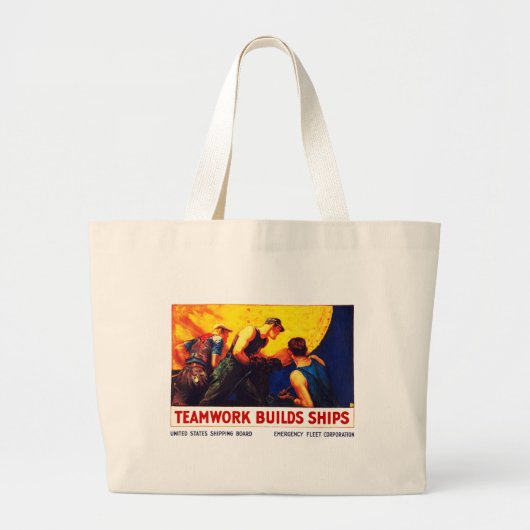 Teamwork bouwt schepen grote tote bag (Voorkant)