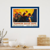 Teamwork bouwt schepen poster (Keuken)