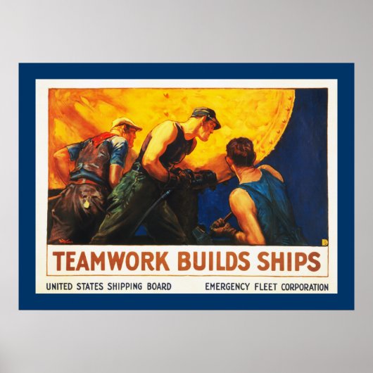 Teamwork bouwt schepen poster (Voorkant)