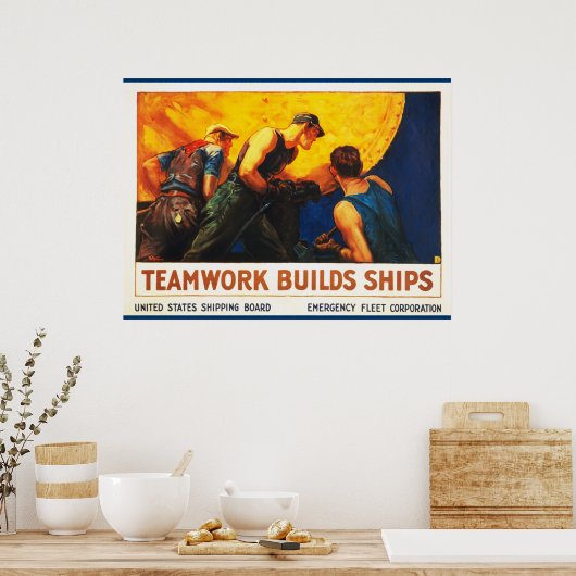 Teamwork bouwt schepen poster (Keuken)