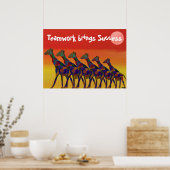 Teamwork brengt Motivatie Poster met succes (Keuken)