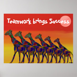 Teamwork brengt Motivatie Poster met succes