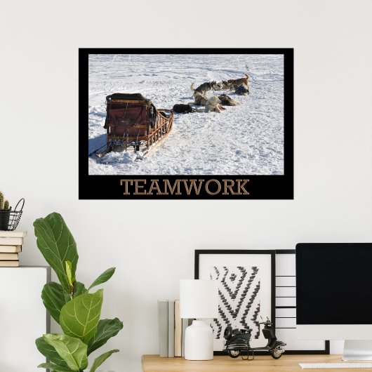 Teamwork Dog Sled Poster (Thuiskantoor)