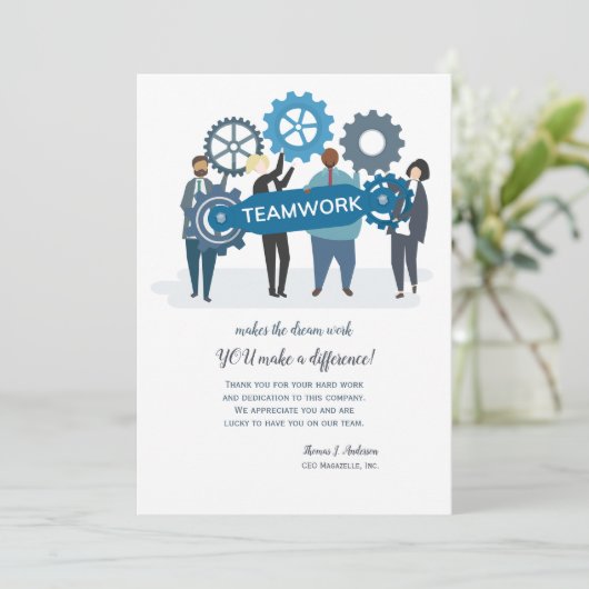 Teamwork Employee Appreciation Kaart (Staand voorkant)