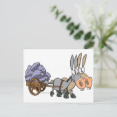 teamwork ezel cartoon briefkaart (Staand voorkant)