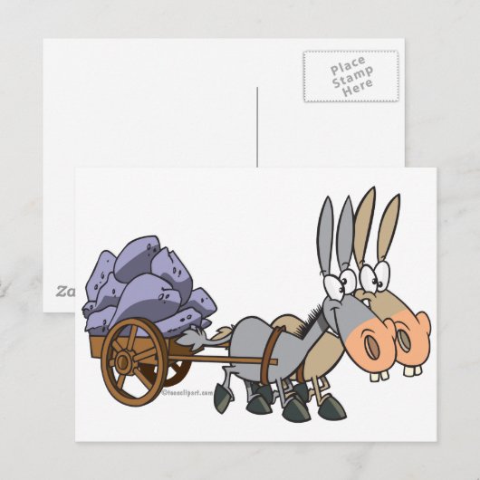 teamwork ezel cartoon briefkaart (Voorkant / Achterkant)