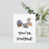 teamwork ezel cartoon kaart (Staand voorkant)