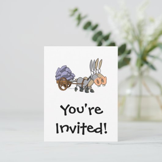 teamwork ezel cartoon kaart (Staand voorkant)