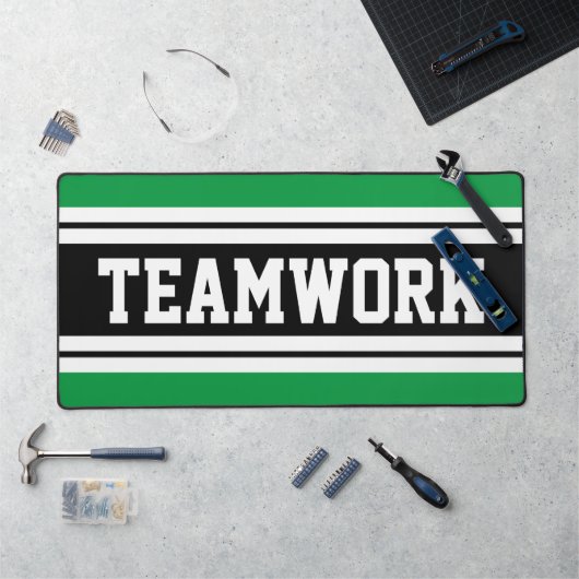 TEAMWORK Fun Green Zwart Wit Racing Stripes Bureaumat (Werkstation)