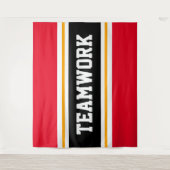 TEAMWORK Fun Helder Rood Zwart Wit Racing Stripes Wandkleed (Voorkant)