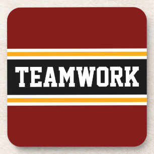 TEAMWORK Fun Retro Rood Zwart 70s Racing Stripes Bier Onderzetter