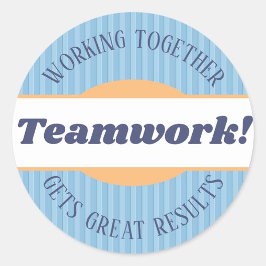 Teamwork geweldige job medewerkersherkenning stick ronde sticker (Voorkant)