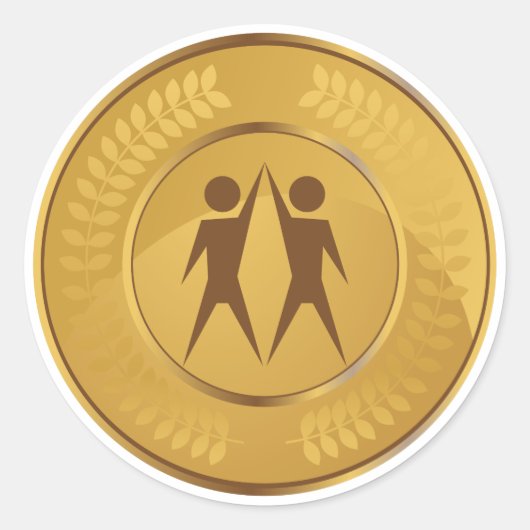Teamwork Gold Medal Ronde Sticker (Voorkant)