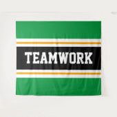 TEAMWORK Groen Zwart Wit Geel Racing Stripes Wandkleed (Voorkant (horizontaal))