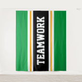 TEAMWORK Groen Zwart Wit Geel Racing Stripes Wandkleed (Voorkant)