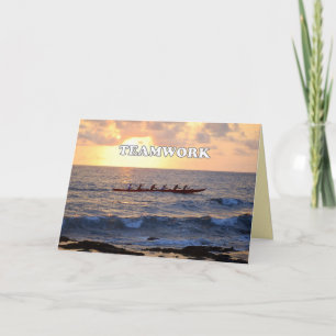 Teamwork, Hawaiian Outrigger Canoe bij Sunset Card Bedankkaart