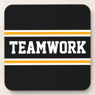 TEAMWORK Helder Oranje Zwart Witte Racing Strepen Bier Onderzetter