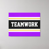 TEAMWORK Helder Paarse Zwart Wit Racing Stripes Canvas Afdruk (Voorkant)