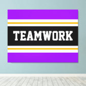 TEAMWORK Helder Paarse Zwart Wit Racing Stripes Canvas Afdruk (Insitu (Houten vloer))