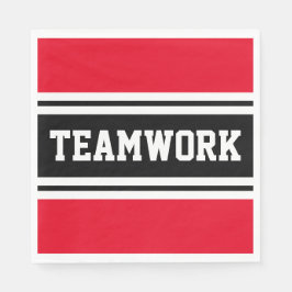 TEAMWORK Helder Rood Zwart Wit Racing Stripes Servet