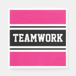 TEAMWORK Helder Roze Zwart Wit Racing Stripes Servet