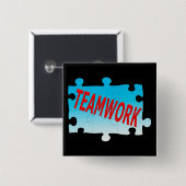 Teamwork Jigzaag Puzzle Vierkante Button 5,1 Cm (Voorkant /achterkant)