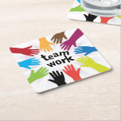 teamwork kartonnen onderzetters (Schuin)