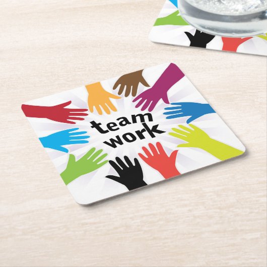 teamwork kartonnen onderzetters (Schuin)