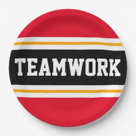 TEAMWORK Leuk Helder Rood Zwart Racing Stripes Papieren Bordje
