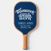 Teamwork maakt de droom blauw tot werk pickleball paddle (Achterkant)