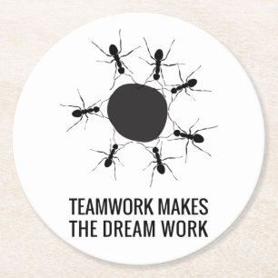 Teamwork maakt de droom tot werk ronde kartonnen onderzetter