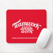 Teamwork maakt de droomwerkwebsite rood wit muismat (Met muis)