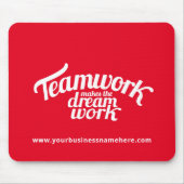 Teamwork maakt de droomwerkwebsite rood wit muismat (Voorkant)