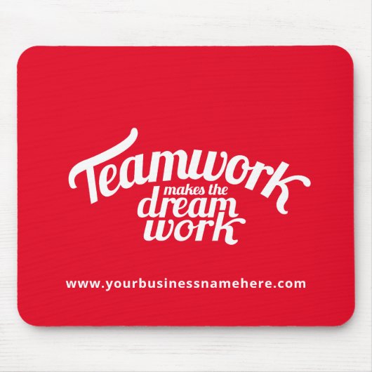 Teamwork maakt de droomwerkwebsite rood wit muismat (Voorkant)