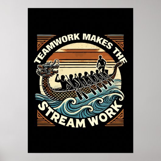 Teamwork maakt de stream werk, Dragon Boat Racing Poster (Voorkant)