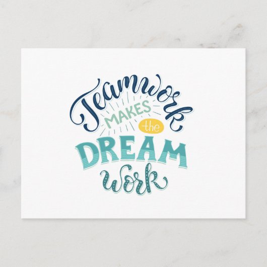 Teamwork maakt het droomwerk briefkaart (Voorkant)